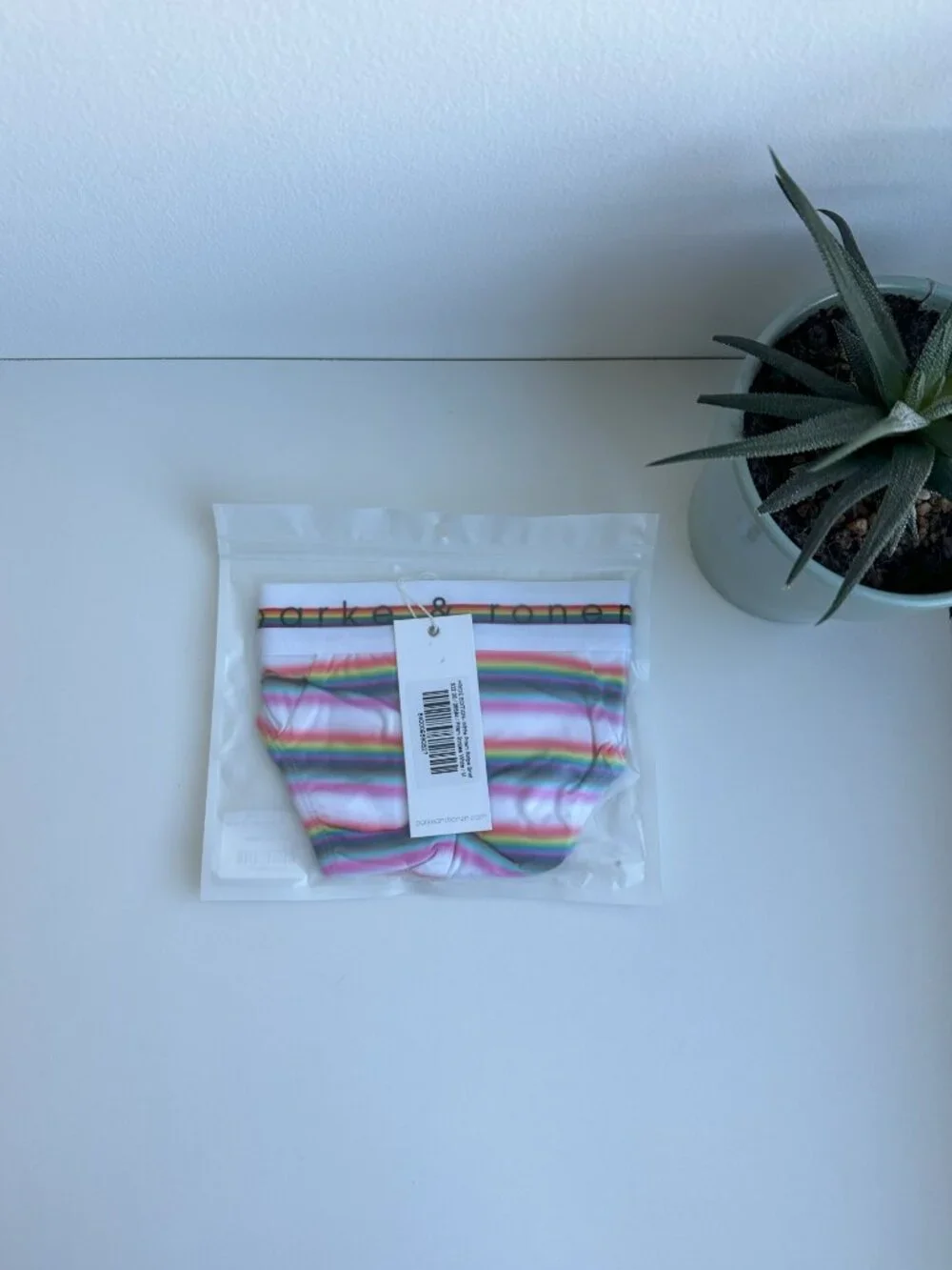 Parke & Ronen - Low Rise Brief - White Prism Stripe (M)